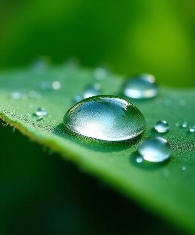葉に落ちる水滴